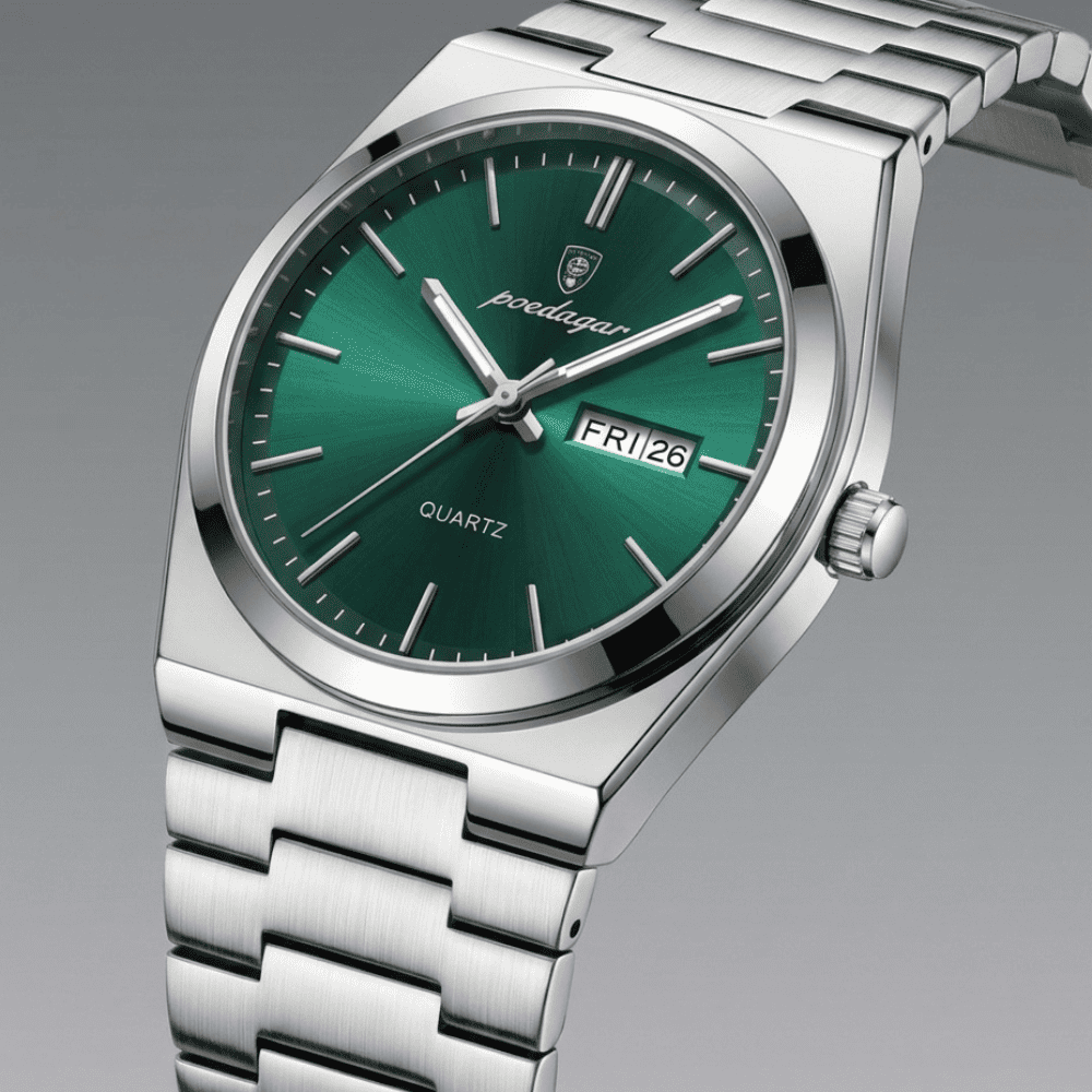 Quartz Watch – Stainless Steel Emerald Green Edition