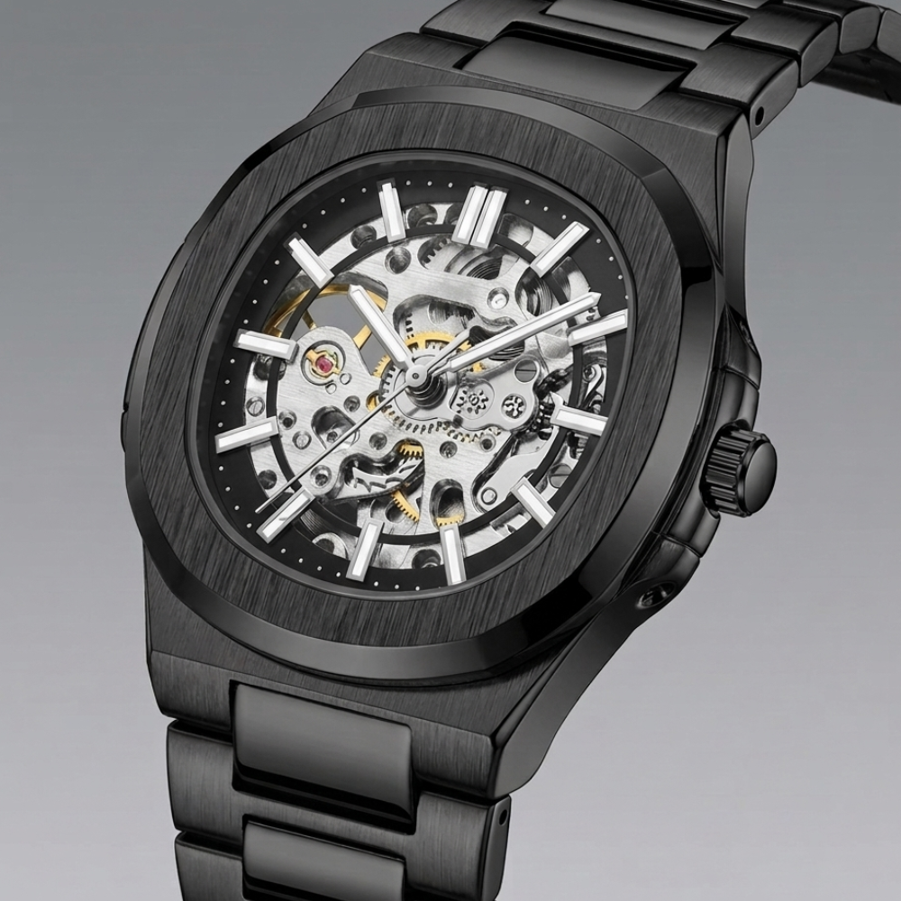 Automatic Watch – Steel Blue Nautilus-Style Edition