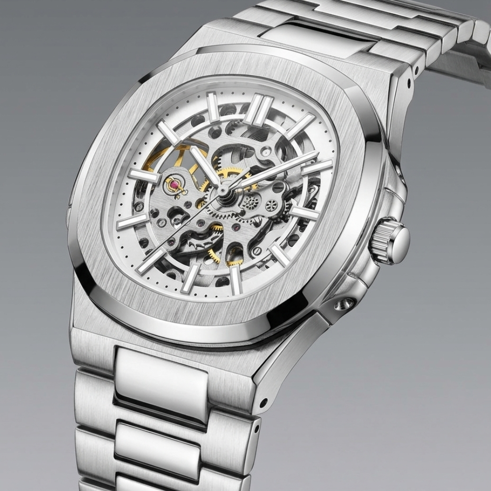 Automatic Watch – Steel Blue Nautilus-Style Edition