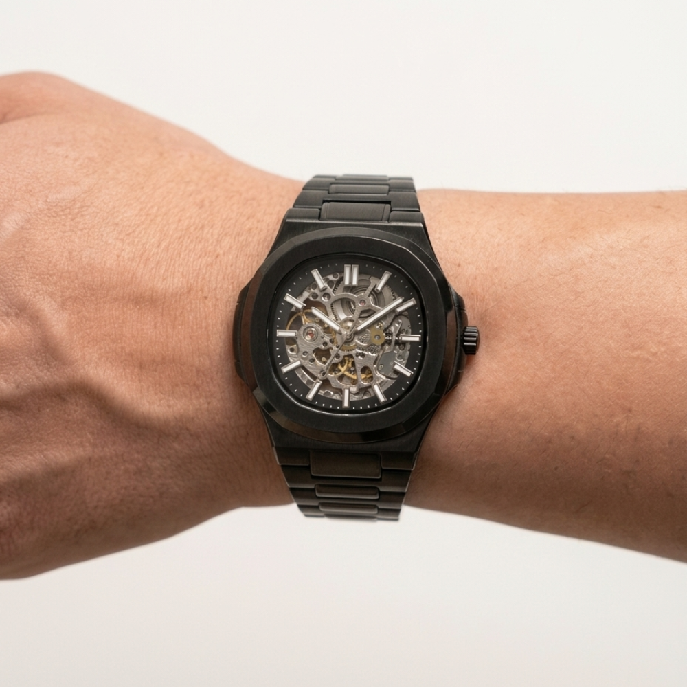 Automatic Watch – Steel Blue Nautilus-Style Edition