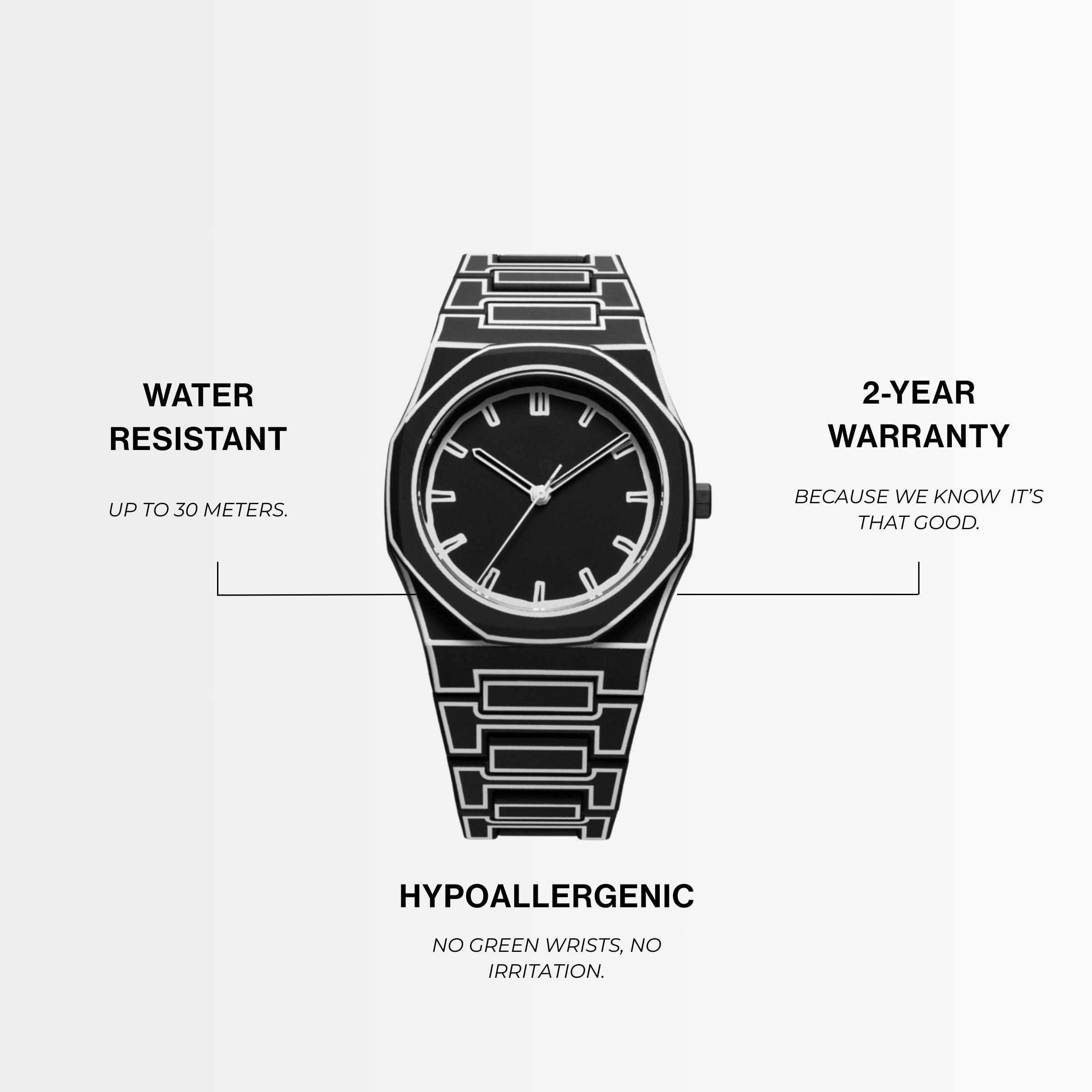 Quartz Watch – Polycarbonate Soft-Touch Midnight Black Edition