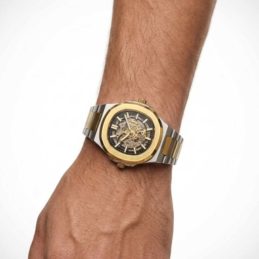 Automatic Watch – Steel Blue Nautilus-Style Edition