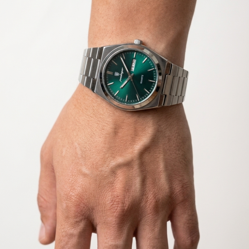 Quartz Watch – Stainless Steel Emerald Green Edition