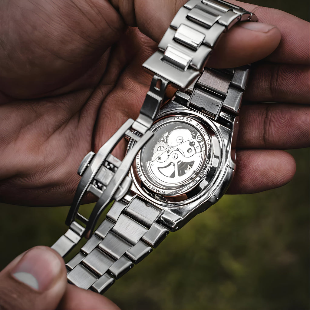 Automatic Watch – Steel Blue Nautilus-Style Edition