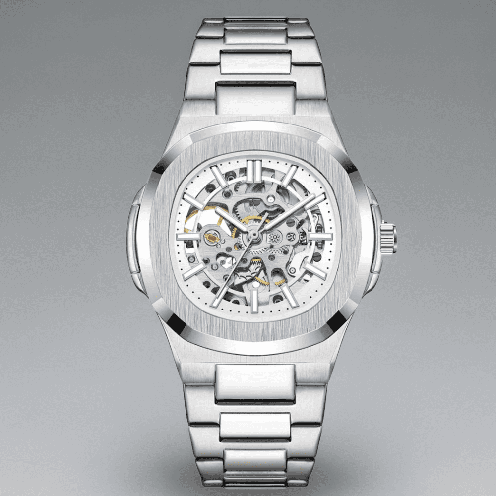 Automatic Watch – Steel Blue Nautilus-Style Edition