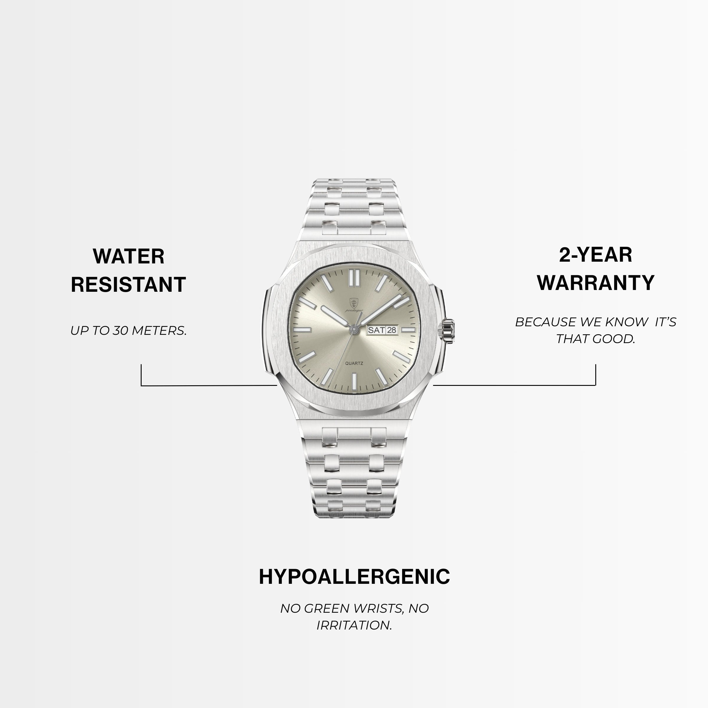 Quartz Watch – Steel Day-Date Luminous Edition