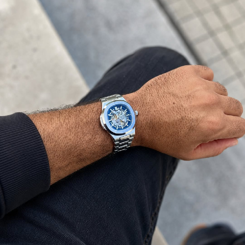 Automatic Watch – Steel Blue Nautilus-Style Edition