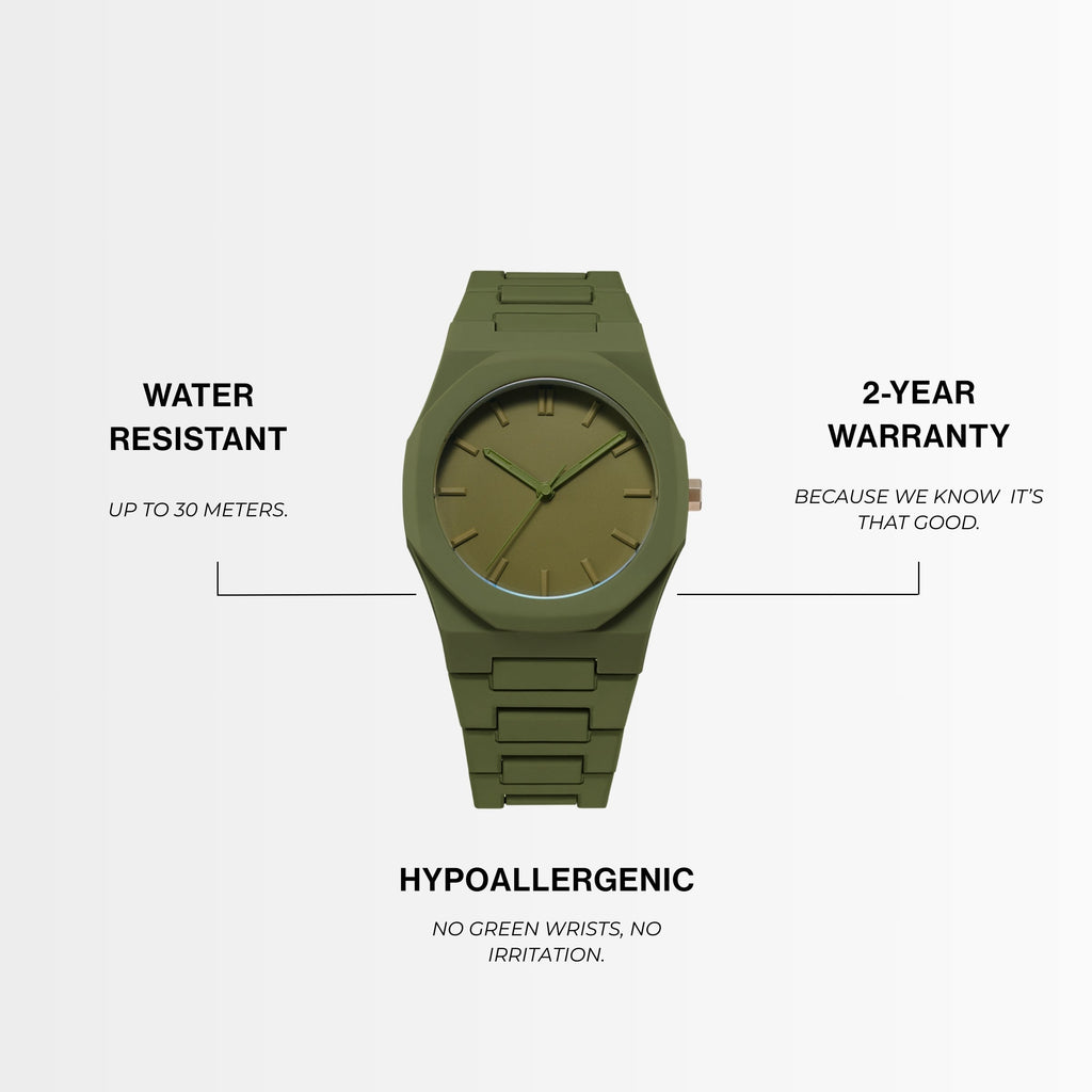 Quartz Watch – Polycarbonate Soft-Touch Forest Green Edition
