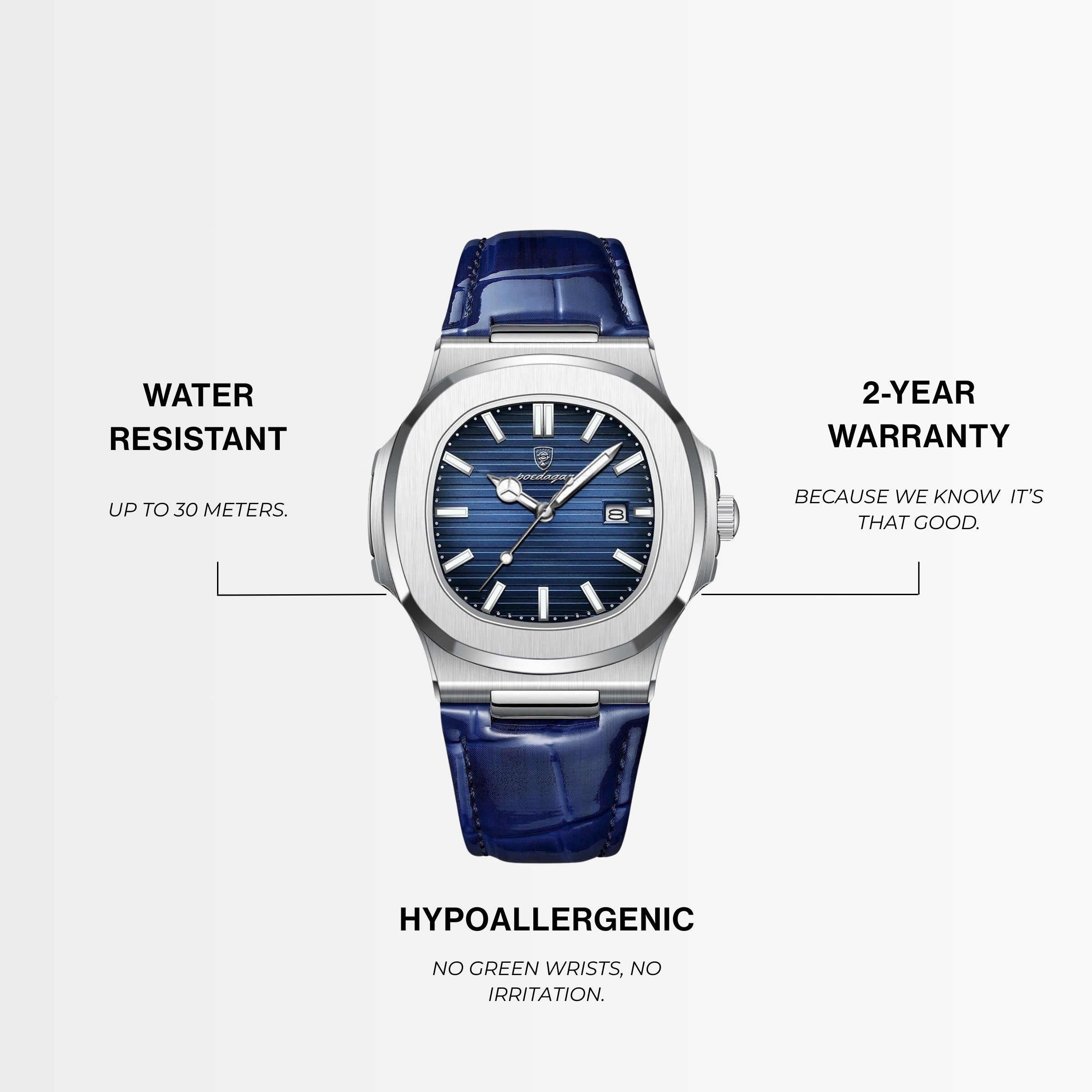 Quartz Watch – Leather Strap Date Luminous Edition