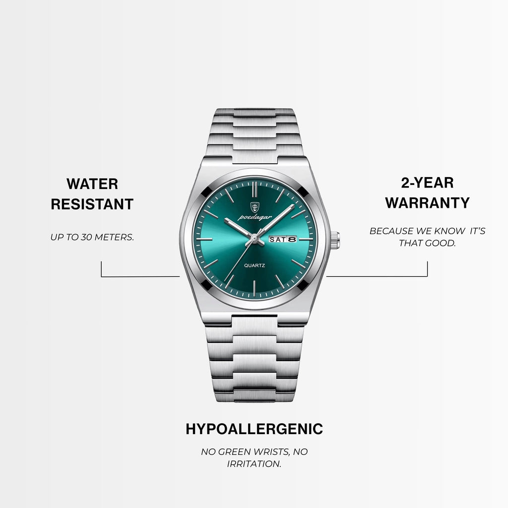 Quartz Watch – Stainless Steel Emerald Green Edition