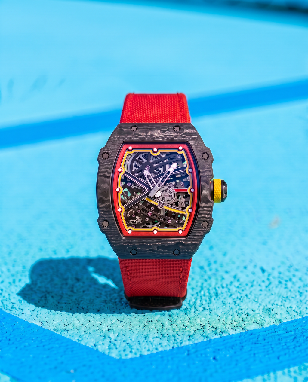 Skeleton Automatic Watch – Carbon Fiber Racing Red Edition