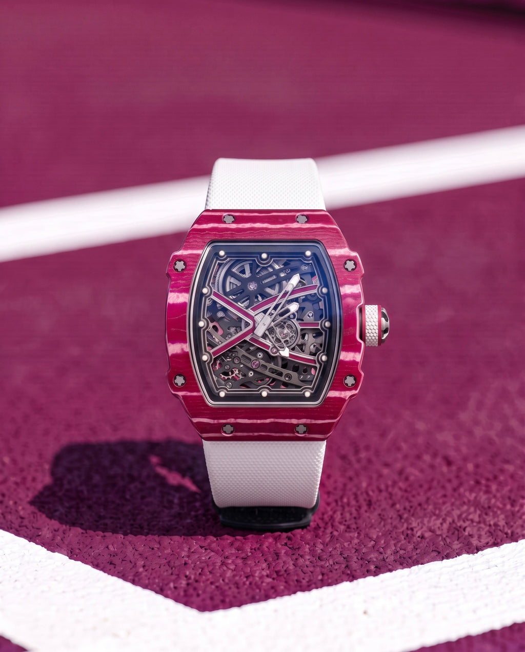 Skeleton Automatic Watch – Pink & White Statement Edition