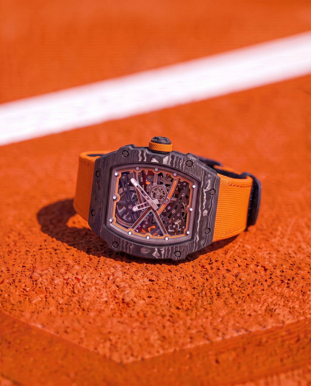 Skeleton Automatic Watch – Carbon Fiber Sunburst Orange Edition