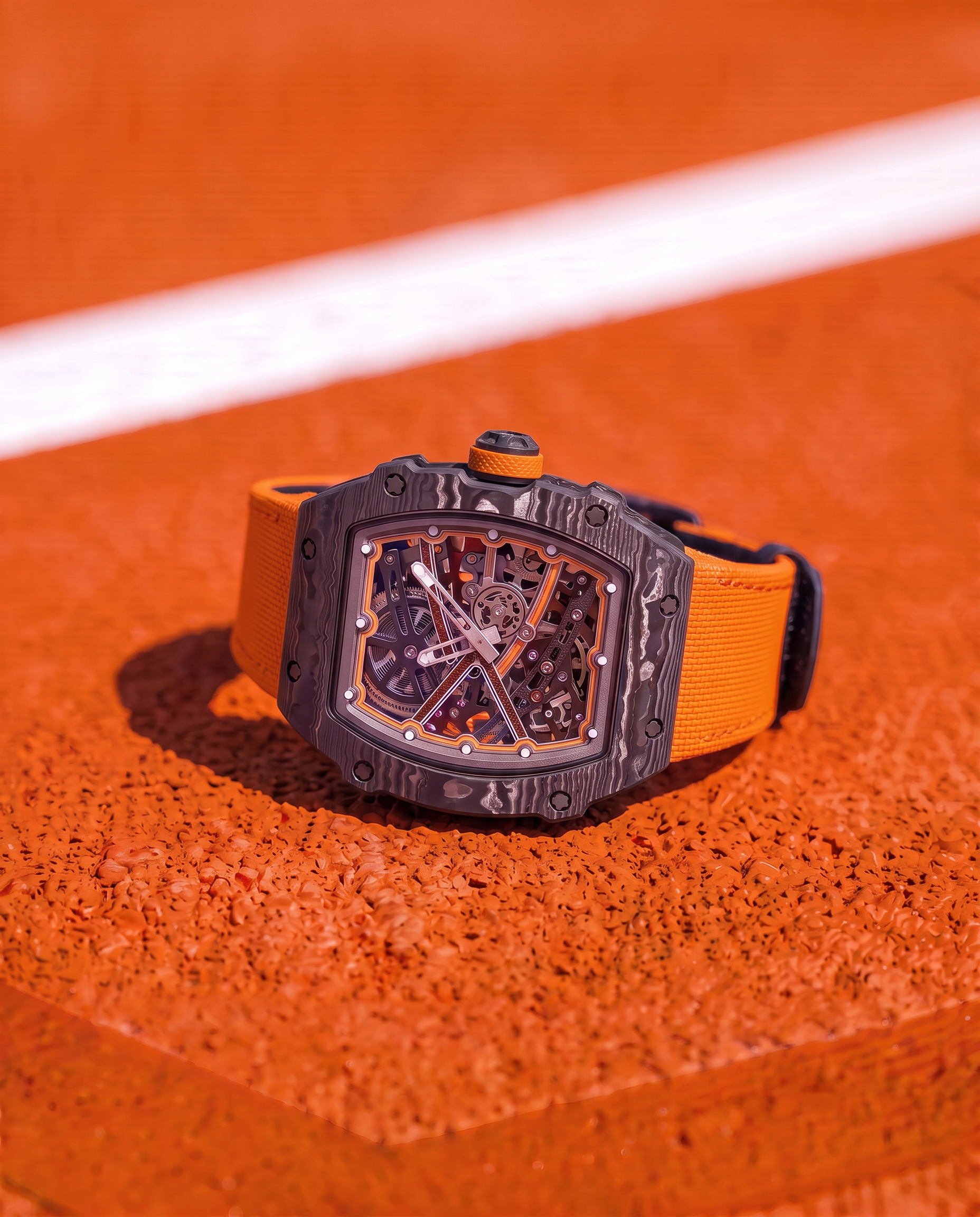 Skeleton Automatic Watch – Carbon Fiber Sunburst Orange Edition