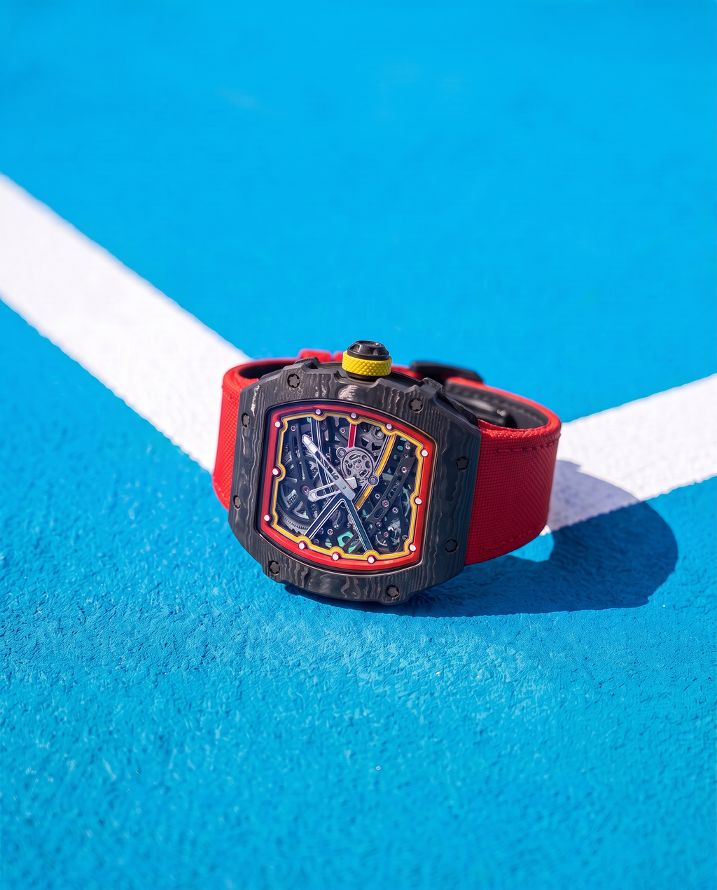 Skeleton Automatic Watch – Carbon Fiber Racing Red Edition