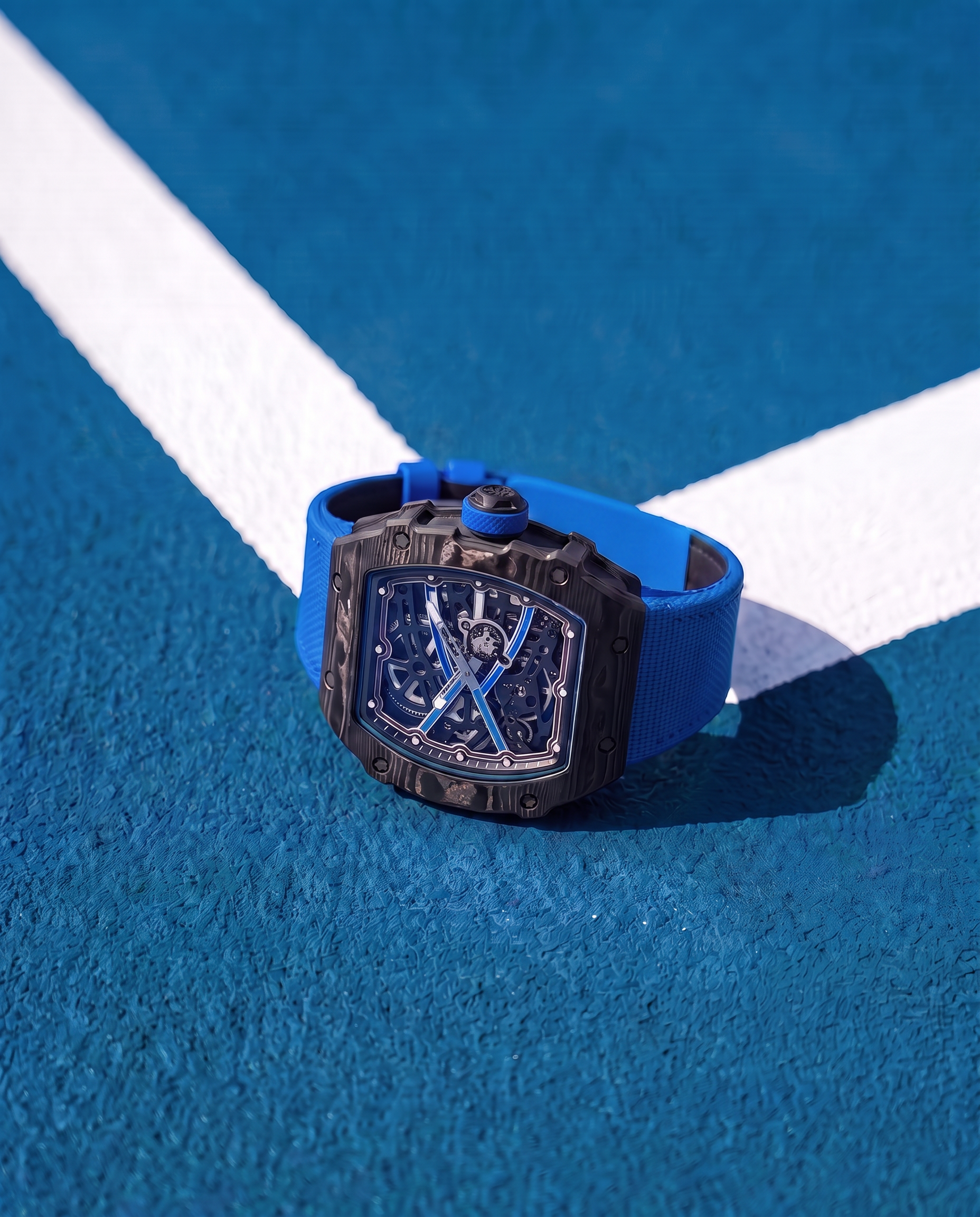 Skeleton Automatic Watch – Carbon Fiber Ocean Blue Edition