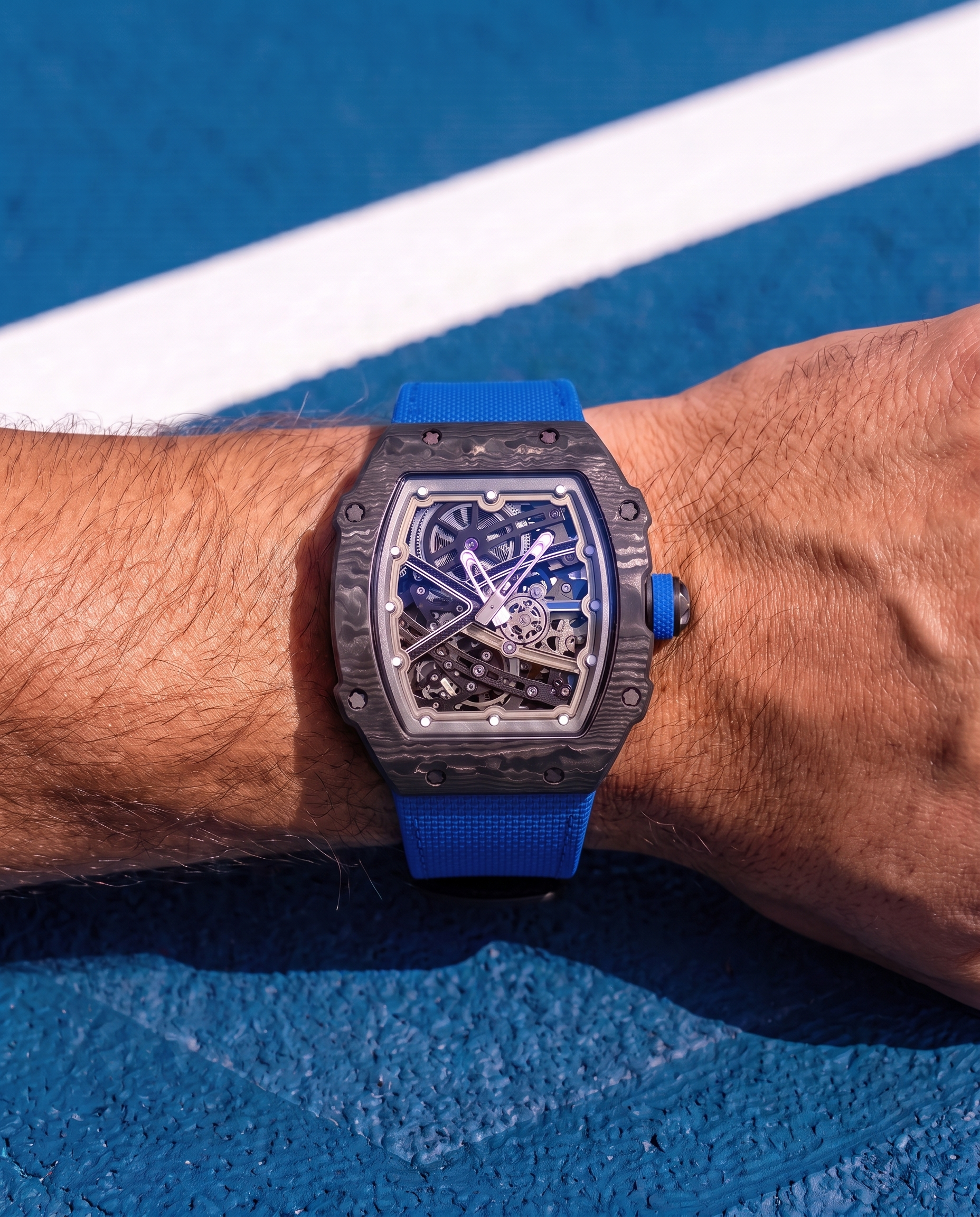 Skeleton Automatic Watch – Carbon Fiber Ocean Blue Edition