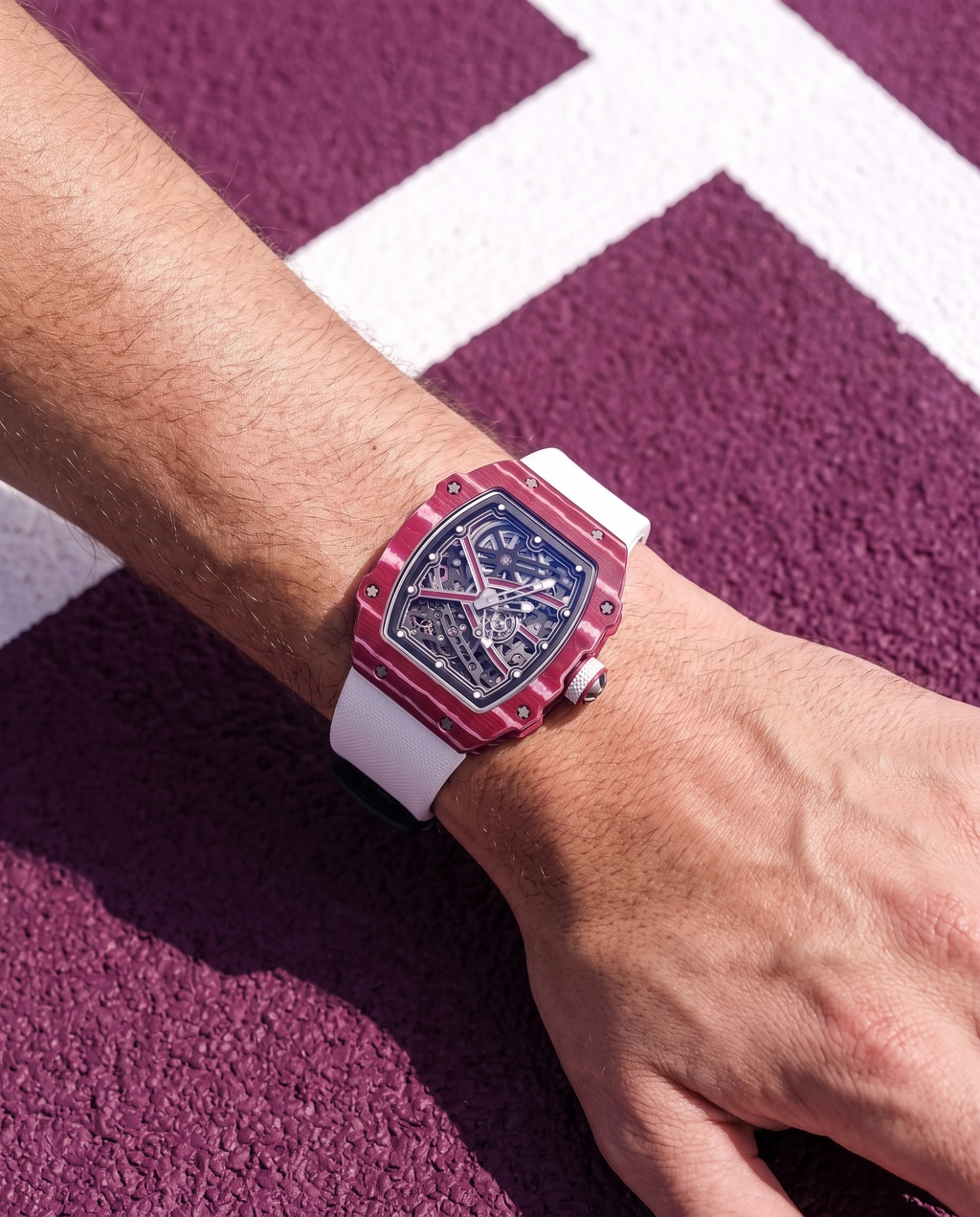 Skeleton Automatic Watch – Pink & White Statement Edition
