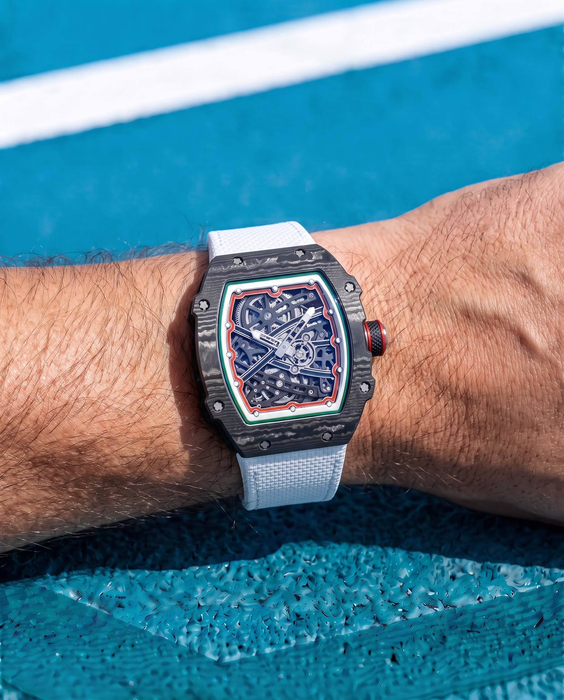 Skeleton Automatic Watch – Carbon Fiber Tricolor Edition